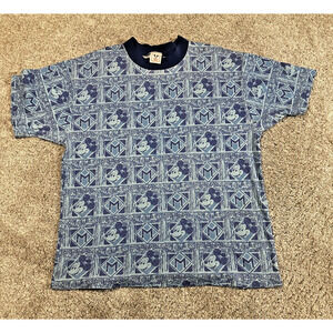 Disney Mickey Mouse All Over Print T-Shirt Men’s XL Blue Made in USA Vintage Sty